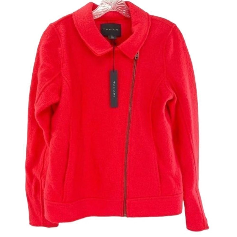 TAHARI Pink Wool Moto Jacket